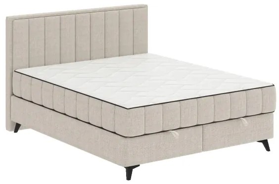 Čalúnená posteľ s matracmi a topperom s úložným priestorom ALICIA 160x200 cm béžová