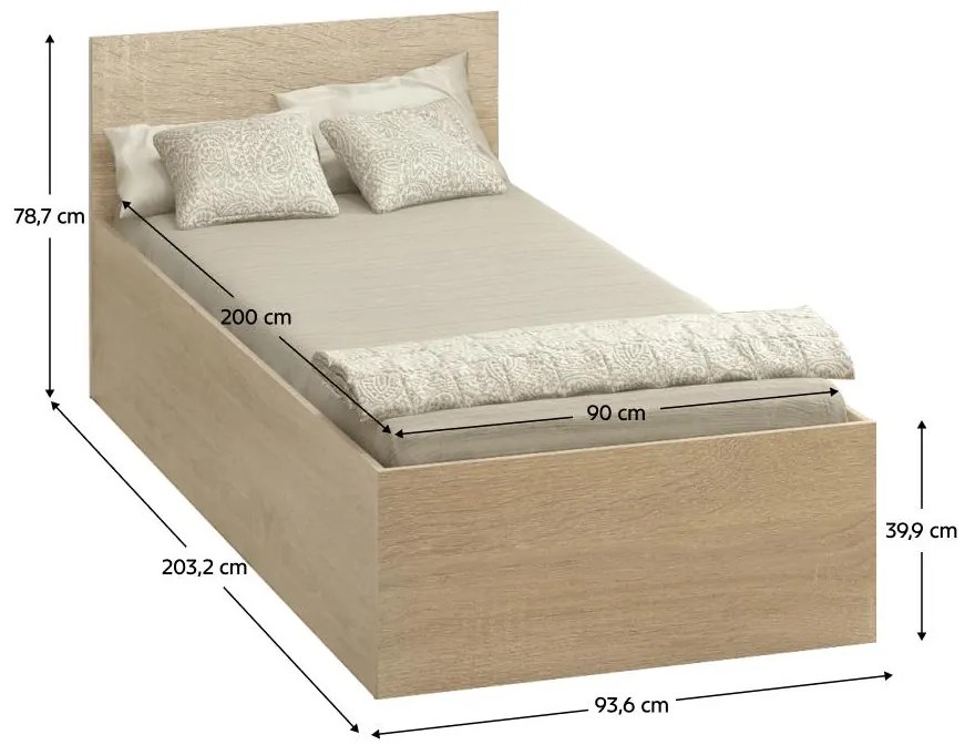 Jednolôžková posteľ 90 cm Discutibles (dub sonoma) (s roštom) (s úl. priestorom). Vlastná spoľahlivá doprava až k Vám domov. 1116312