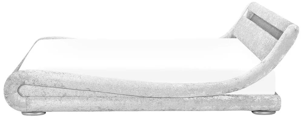 Zamatová vodná posteľ s LED 180 x 200 cm strieborná AVIGNON Beliani