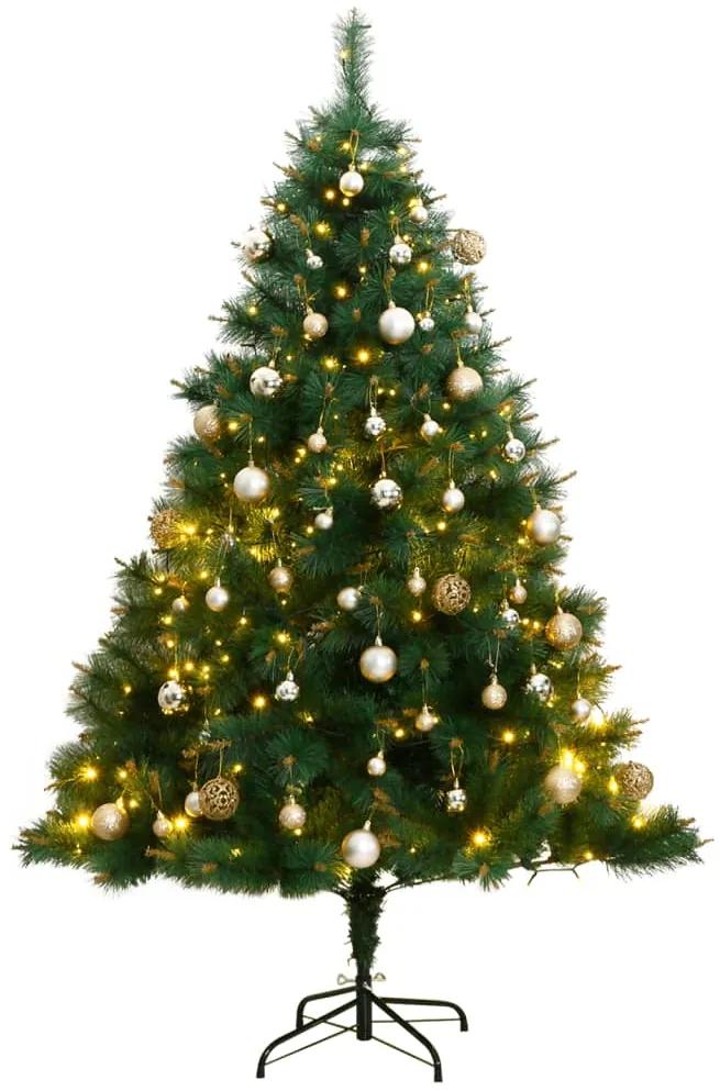 Umelý výklopný vianočný stromček 300 LED a sada gúľ 210 cm 3210369
