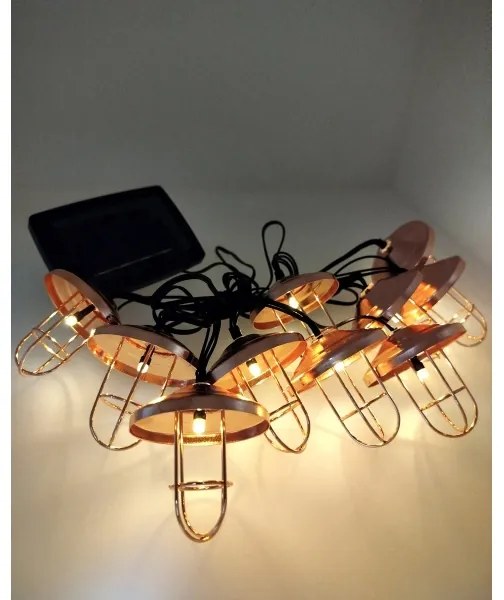 LED Solárny reťazec 10xLED/1,2V 300 mAh 3,8 m IP44 medený