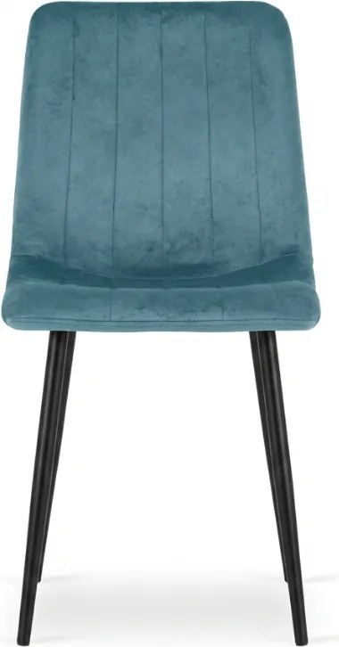 Petrolejová zamatová stolička LAVA PETROL BLUE s čiernymi nohami