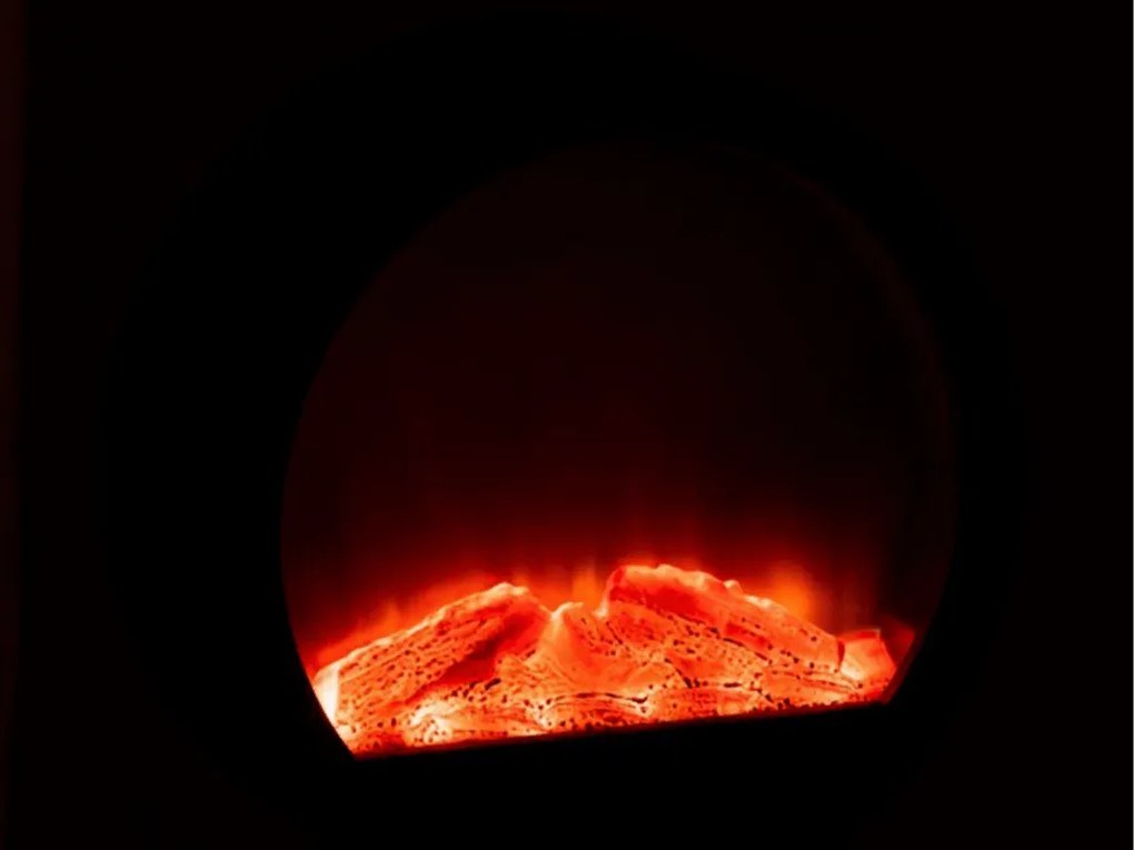 LED dekorácia okrúhly krb COZY WARM 35x34,5 cm, čierny