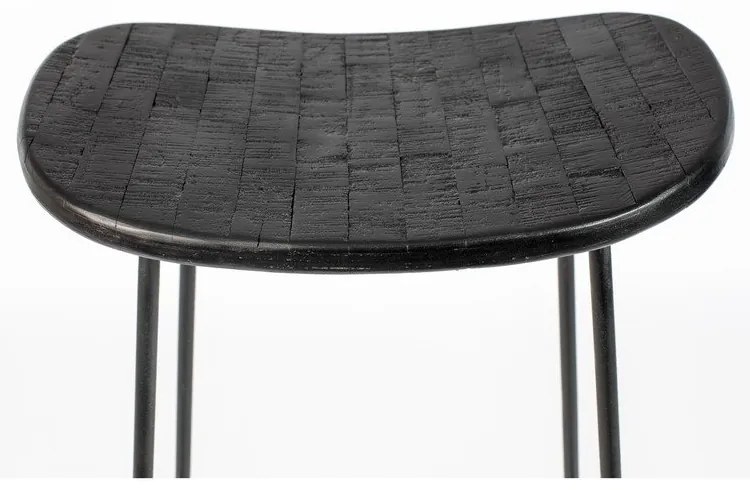 Čierna barová stolička z teakového dreva (výška sedadla 76 cm) Tangle – White Label