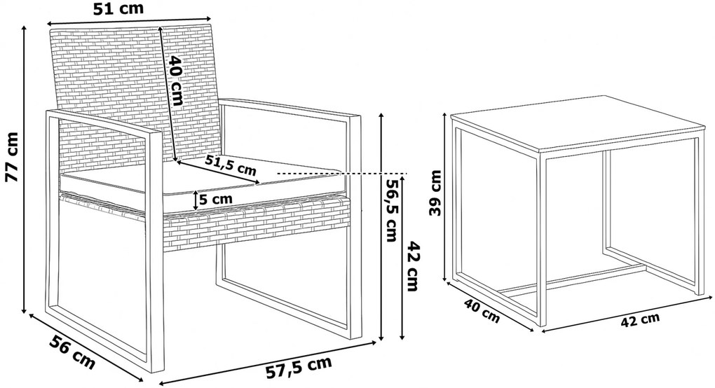 Zahradní sestava Coffi černá/šedá