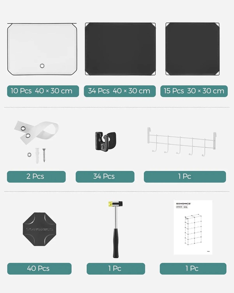 Topánková skriňa, 10 priehradková modulárna úložná jednotka, 32 x 165 x 125 cm, čierna