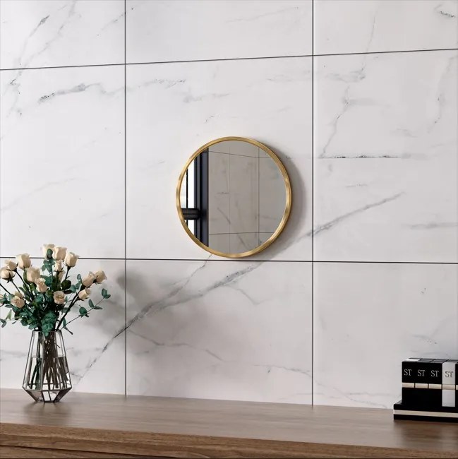 Erga Round, okrúhle zrkadlo 30cm, zlatý rám, ERG-V01-ROUND-3030-GD