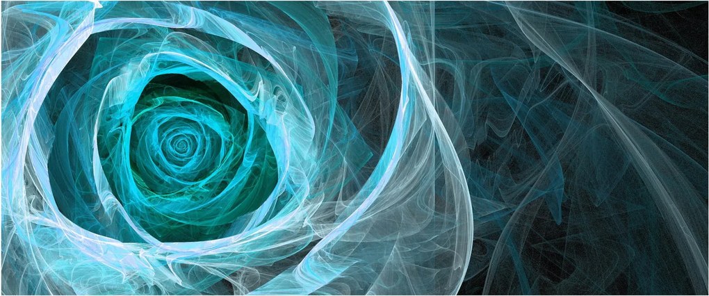 Obraz - Abstraktné ruže modrá s čiernym pozadím (120x50 cm)