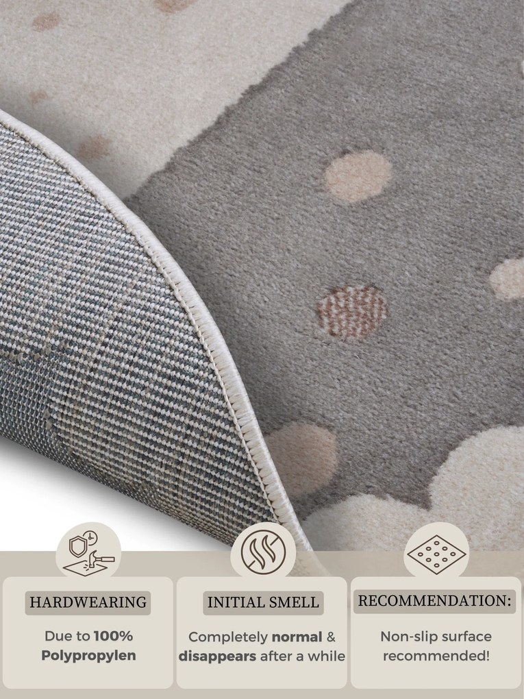 Hanse Home, Detský koberček Adventures 105969 Cream Grey kruh, 100x100 (priemer) kruh, šedá, detská izba