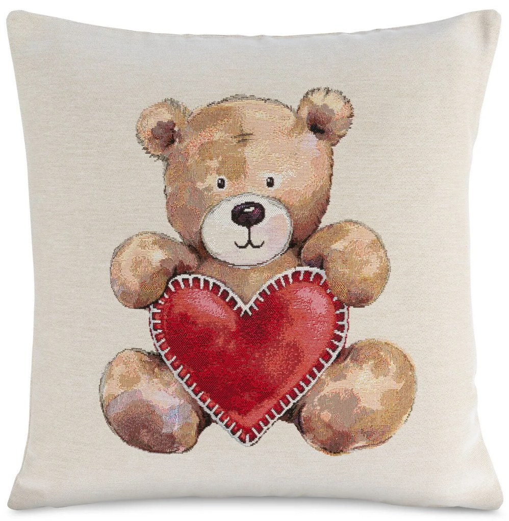 VIANOČNÁ GOBELÍNOVÁ DEKORAČNÁ OBLIEČKA NA VANKÚŠ TEDDY 45X45 CM VZOROVANÁ