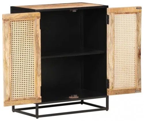 vidaXL Komoda 60x35x75 cm surové mangovníkové drevo a trstina-