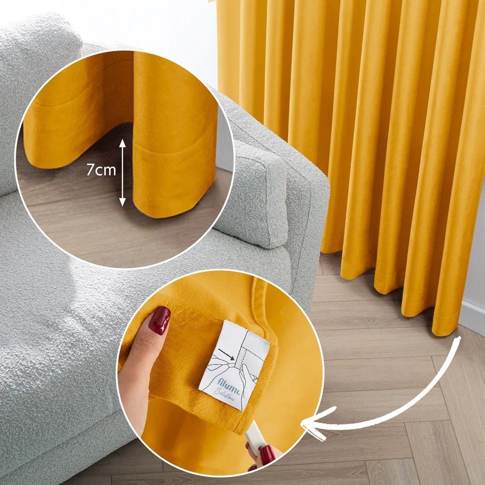 Zamatový dimout záves v horčicovej farbe 400x270 cm Velto – Filumi