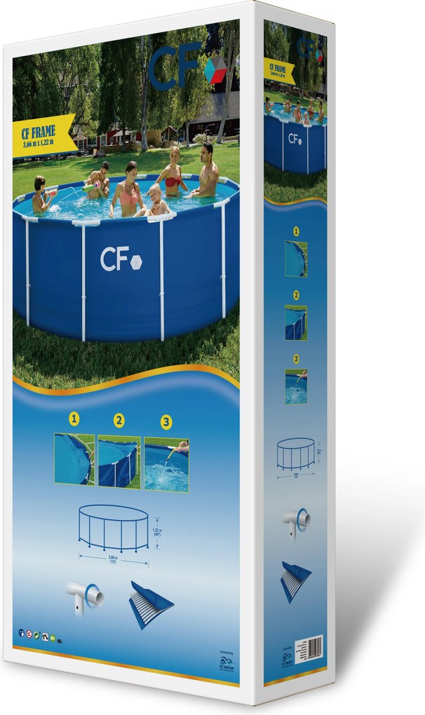 CF Nadzemný bazén s oceľovou konštrukciou FRAME 3,66 x 1,22 m 0055 modrý