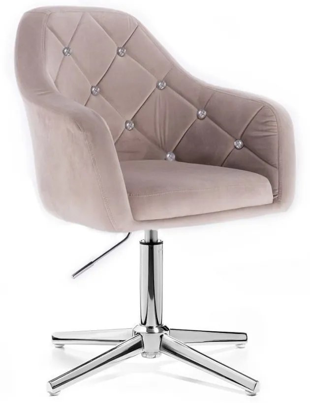 LuxuryForm DESIGN Kreslo ROMA VELUR na striebornom kríži - svetlo šedé