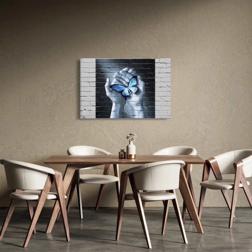 Obraz - Motýľ na stene (90x60 cm)