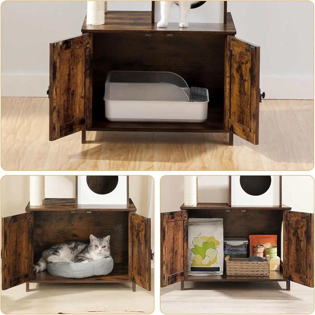 Škrabadlo pro kočky Vasagle Monta 150 cm s toaletou hnědé