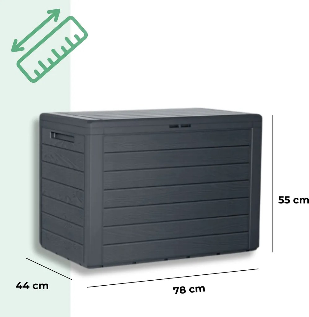 Úložný box WOODEBOX - 190L, 78x44x55cm, antracitová Prosperplast