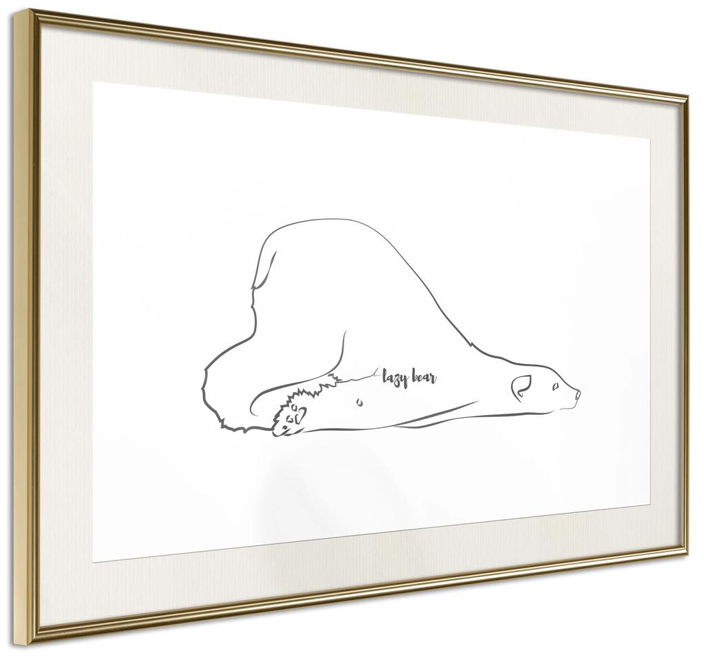 Artgeist Plagát - Lazy Bear [Poster] Veľkosť: 60x40, Verzia: Čierny rám s passe-partout