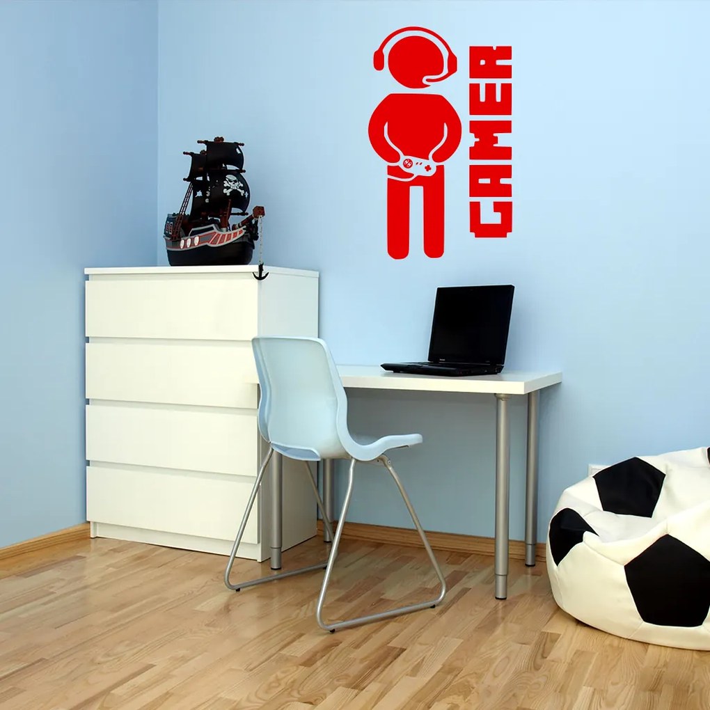 Veselá Stena Samolepka Gamer Farba: modrá, Veľkosť: 80 X 48 cm