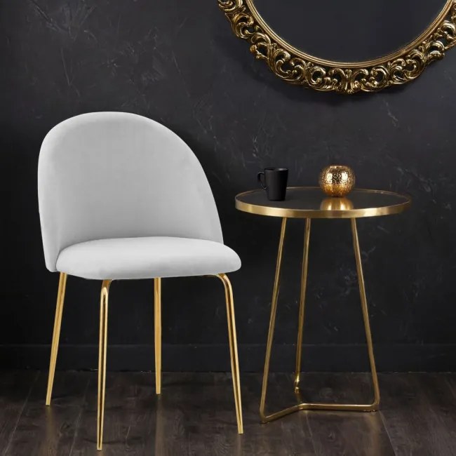 Jedálenská stolička FARGO zamatová, zlatá / sivá