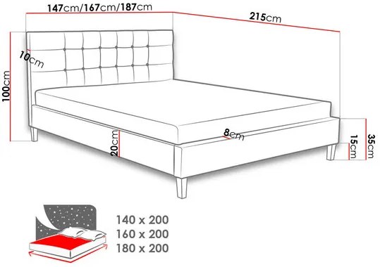 Manželská posteľ 180 cm Marona (sivá) (s roštom). Vlastná spoľahlivá doprava až k Vám domov. 1104389