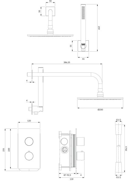 OMNIRES SYSCT11CR - Sprchová sada s termostatickou podomietkovou batériou CONTOUR