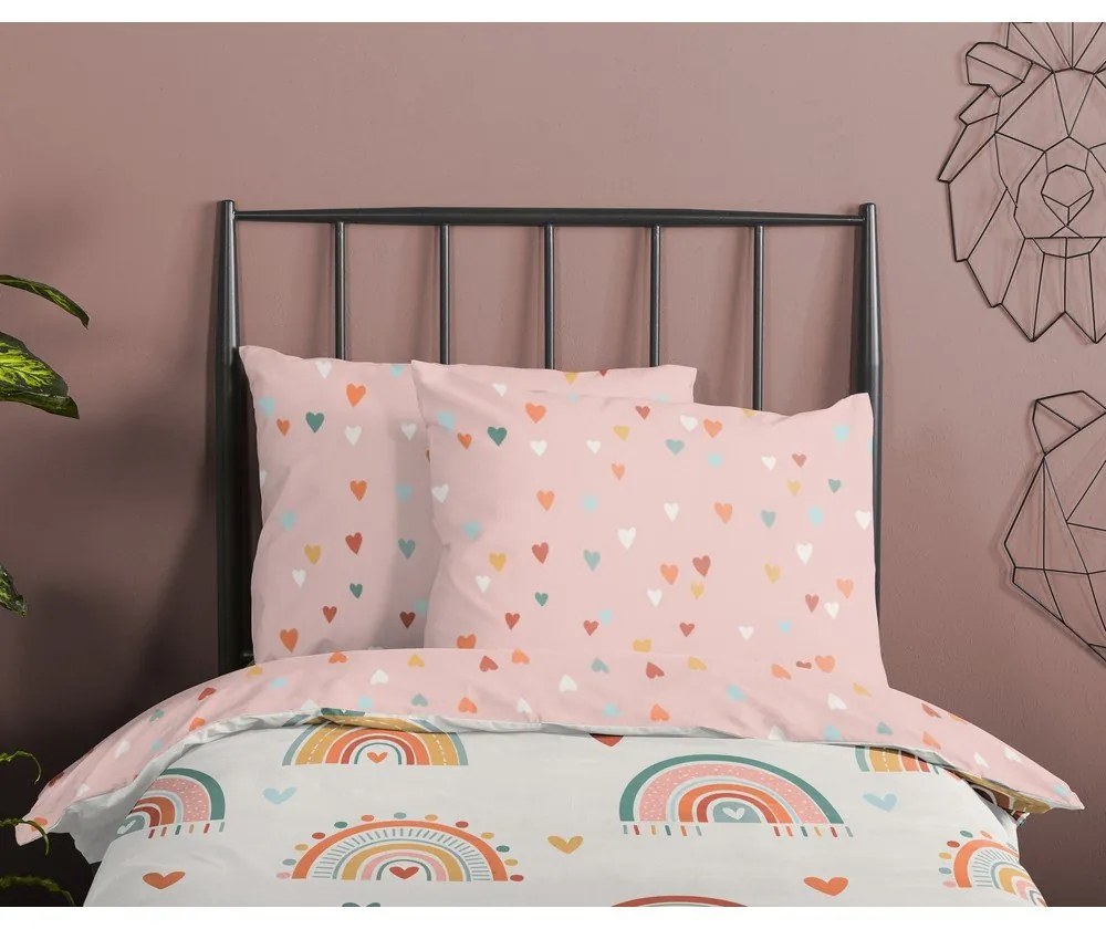 Ružové/béžové bavlnené detské obliečky do postieľky 100x135 cm Louie – Good Morning