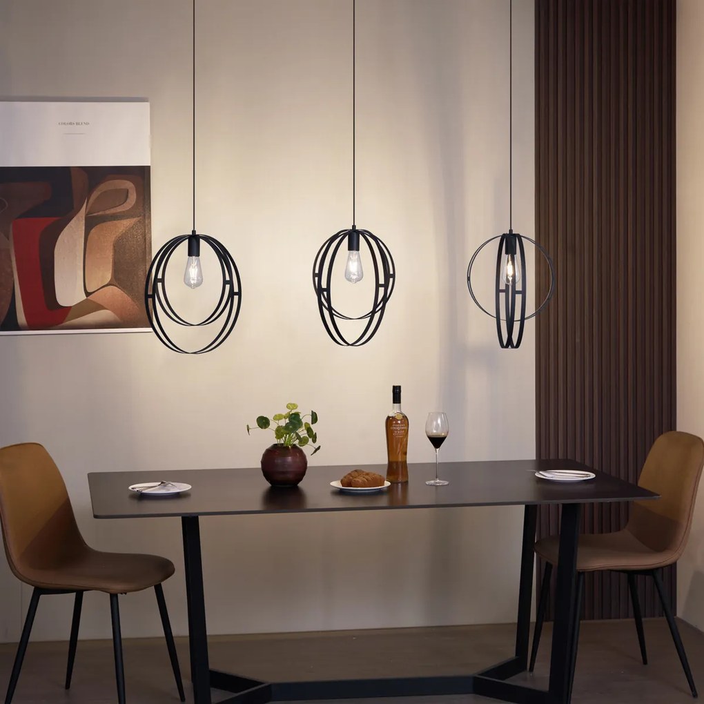 Dizajnové závesné svietidlo čierne obdĺžnikové 3-svetlá - Indu