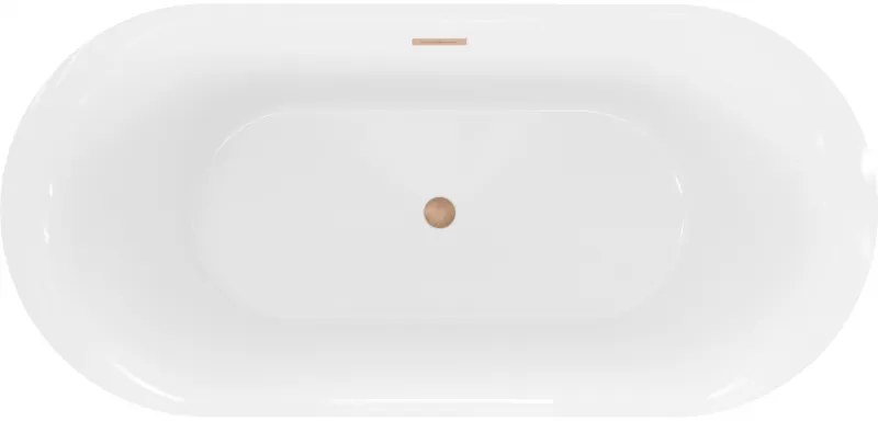 Mexen Roxy, voľne stojaca vaňa 170 x 80 cm, biela, medený prepad, 51201708000-65
