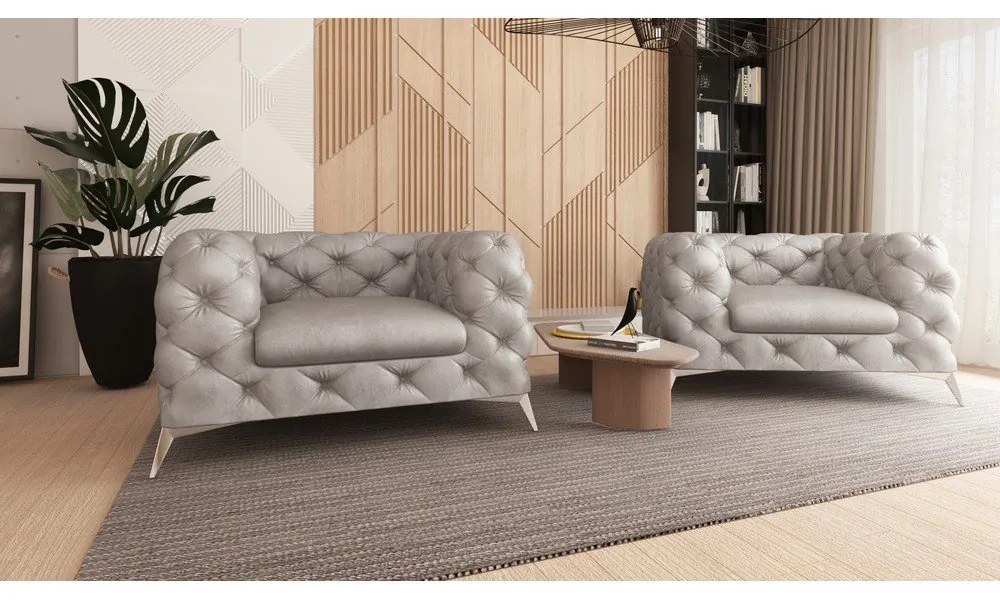 Svetlosivé zamatové kreslo Chelsea – Ropez