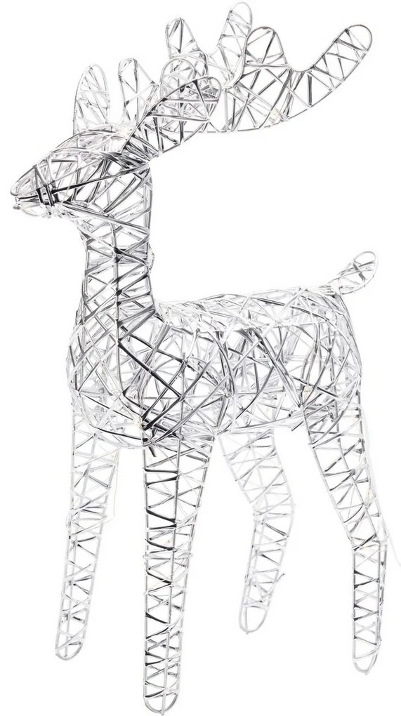 Vianočný svietiaci sob Silver, 37 x 24 cm, 30 micro LED, na batérie