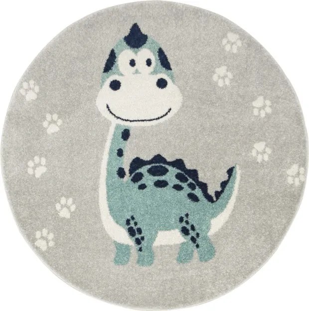 Detský koberec EMILY KIDS 5860C Dinosaurus, tyrkysový / svetlosivý