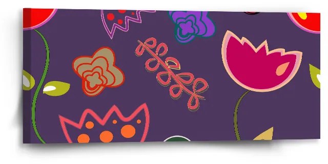 Sablio Obraz Nakreslené kvetiny - 110x50 cm