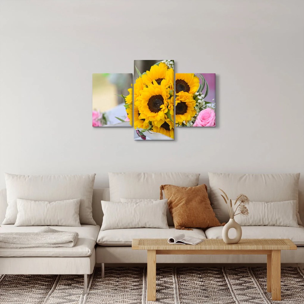 Obraz svadobnej kytice zo slnečníc (90x60 cm)