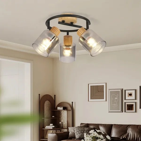 Brilagi - Bodové svietidlo HYGGE 3xE14/15W/230V drevené/dymové