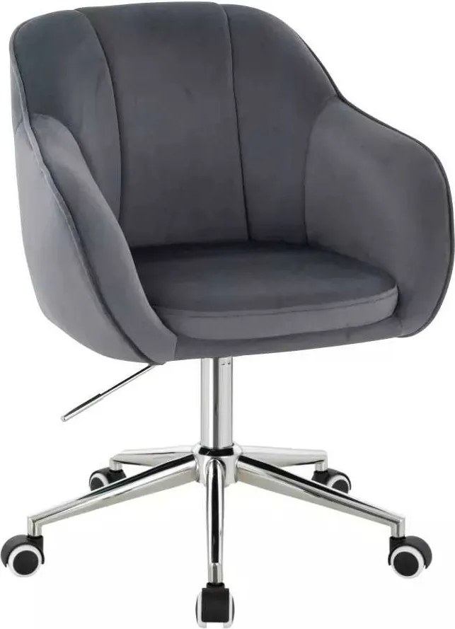 LuxuryForm DESIGN Stolička AVOLA VELUR na striebornej podstave s kolieskami - tmavo šedá