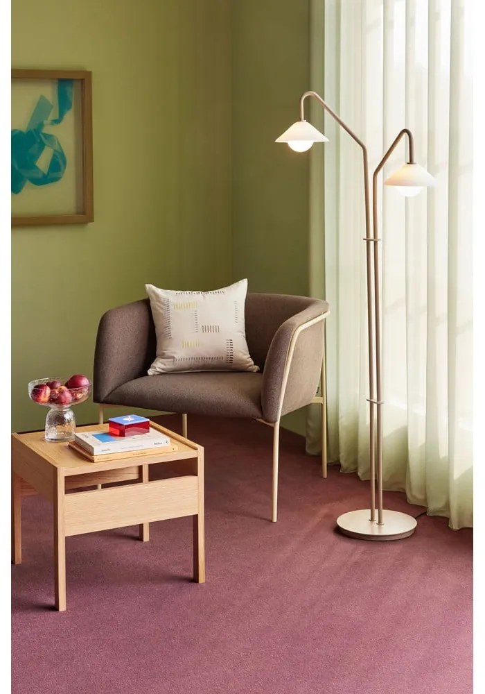 Béžová stojacia lampa so skleneným tienidlom (výška 165 cm) Come – Hübsch