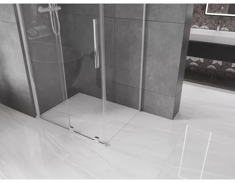 Mexen Velar, sprchový kút s posuvnými dverami 100(dvere) x 90(stena) cm, 8mm číre sklo, chrómový profil, 871-100-090-01-01