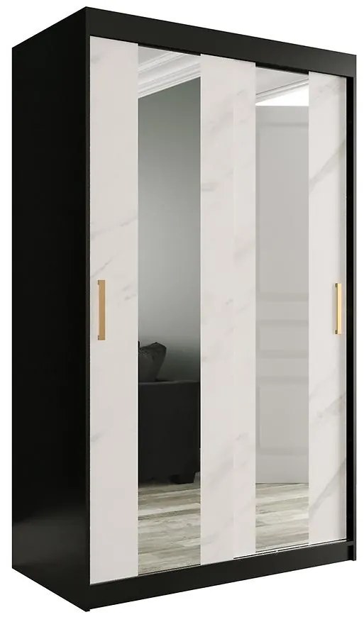 Skriňa Marmur Pole 120 čierna/mramor biely