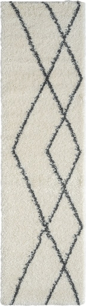 My Flair, Behúň My Shaggy Raute creme, 80x300, čiernobiela, chodba / predsieň