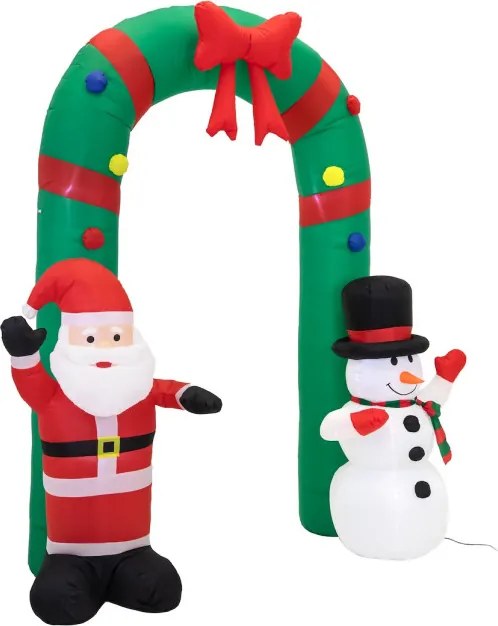 Nafukovací vianočný oblúk so Santa Clausom a snehuliakom 250 × 195 cm
