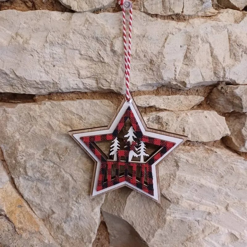 DECOLED Ozdoba, hviezda, d. 10 cm, drevená