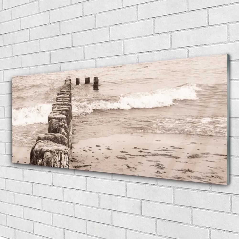 Obraz na akrylátovom skle More pláž architektúra 125x50 cm