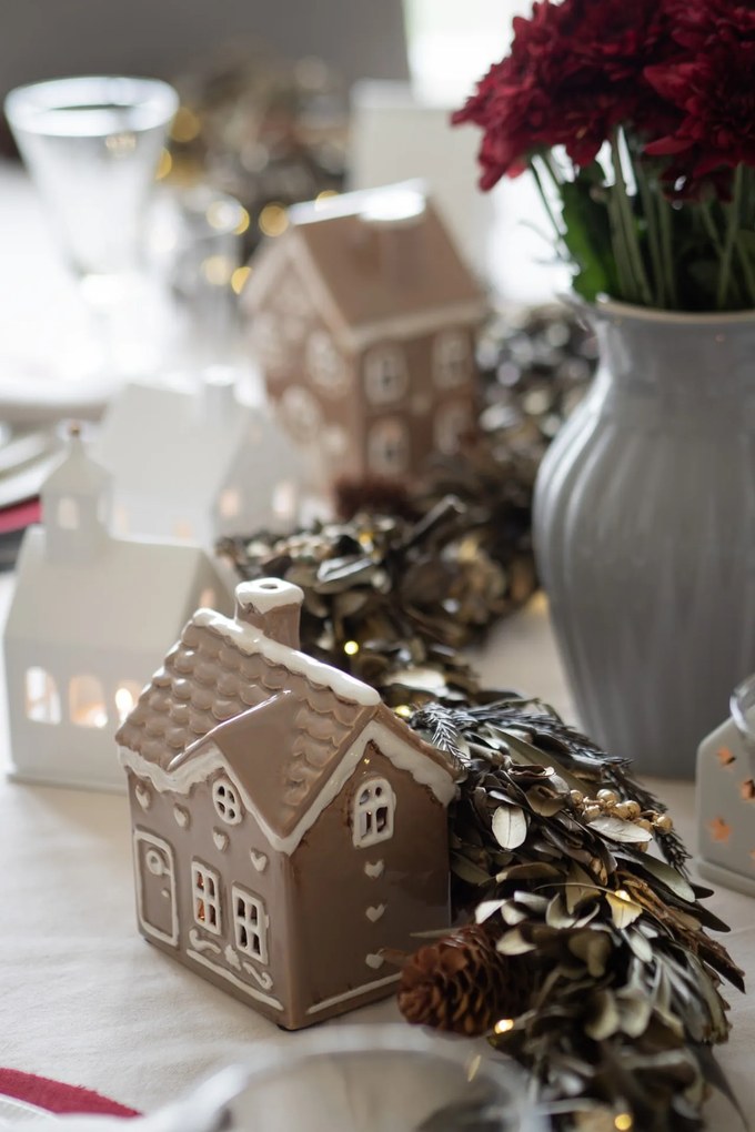 Ib Laursen Keramický svietnik Stillenat Gingerbread Square Door