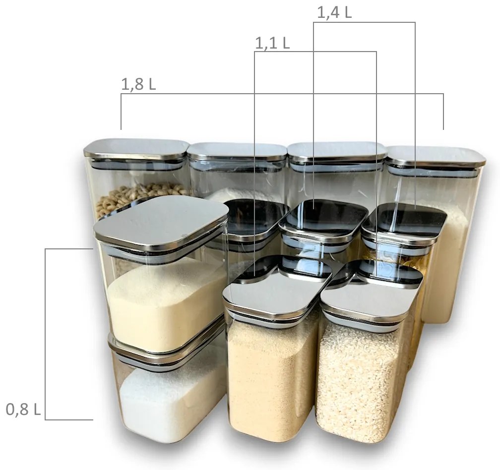 Arte Regal Sada 12ks sklenených dóz NEREZ, VIVO - 12ks