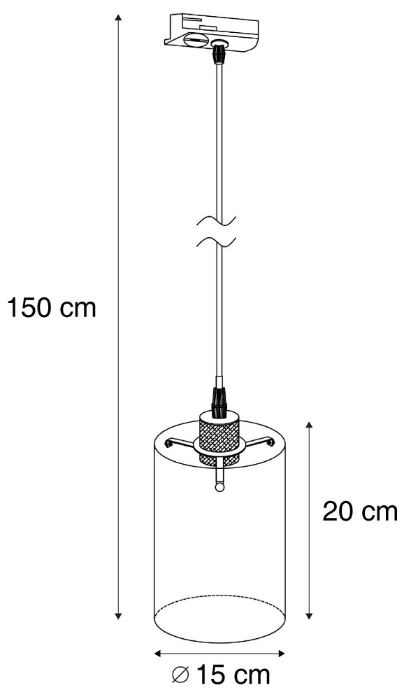 Moderný reflektor čierny s dymovým sklom pre 1-fázový koľajnicový systém - Iconic Dome