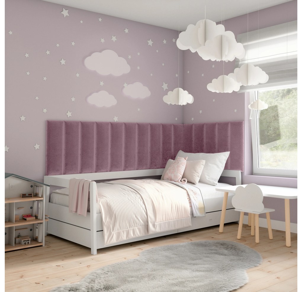 Set 15 čalúnených panelov Quadra 300x60 cm (ružová). Akcia -11%. Vlastná spoľahlivá doprava až k Vám domov. 1052003