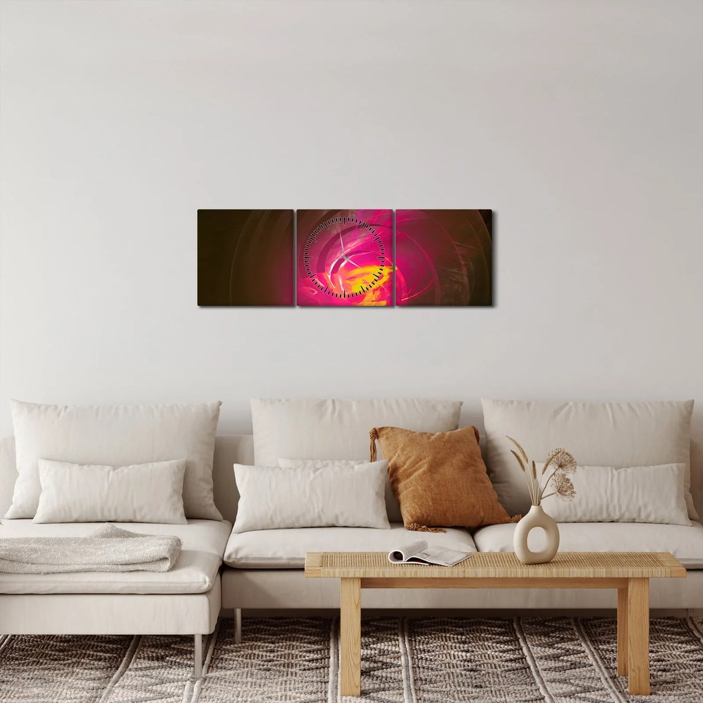 Obraz - abstrakcie špirály (s hodinami) (90x30 cm)