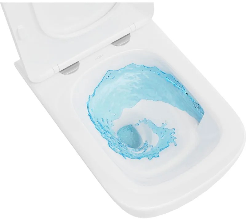 Mexen Timo, závesná WC misa 555x370x335 mm, Rimless Tornádo + WC sedadlo z duroplastu, biela lesklá, 30650200T