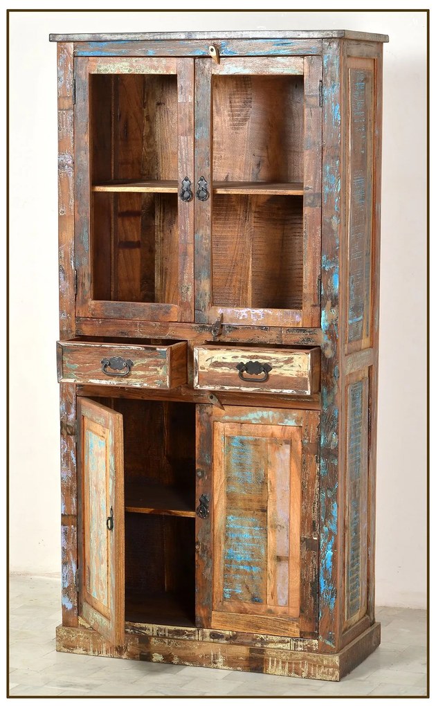 Zmiešaná Vitrína RIVERBOAT 90 × 40 × 180 cm 90 × 40 × 180 cm / veľkosť priehradiek – za sklenenými dverami (šírka x hĺbka) 32 × 29 cm, výška (ho SIT MÖBEL